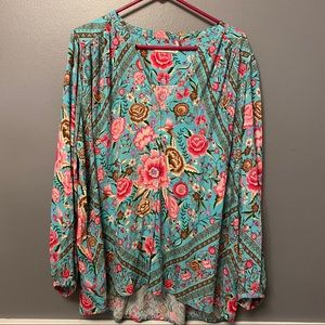 Spell and the Gypsy babushka blouse turquoise XXL